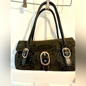 DKNY Black Shoulder Bag with Silver Buckles Vintage Y2K tiny call outs